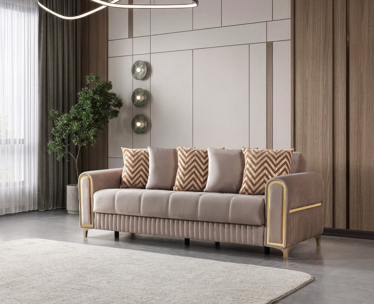 Sandra Coffee Velvet Convertible Sofa
