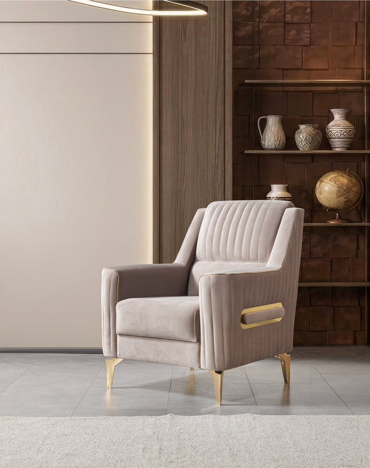 Sandra Coffee Velvet Accent Chair