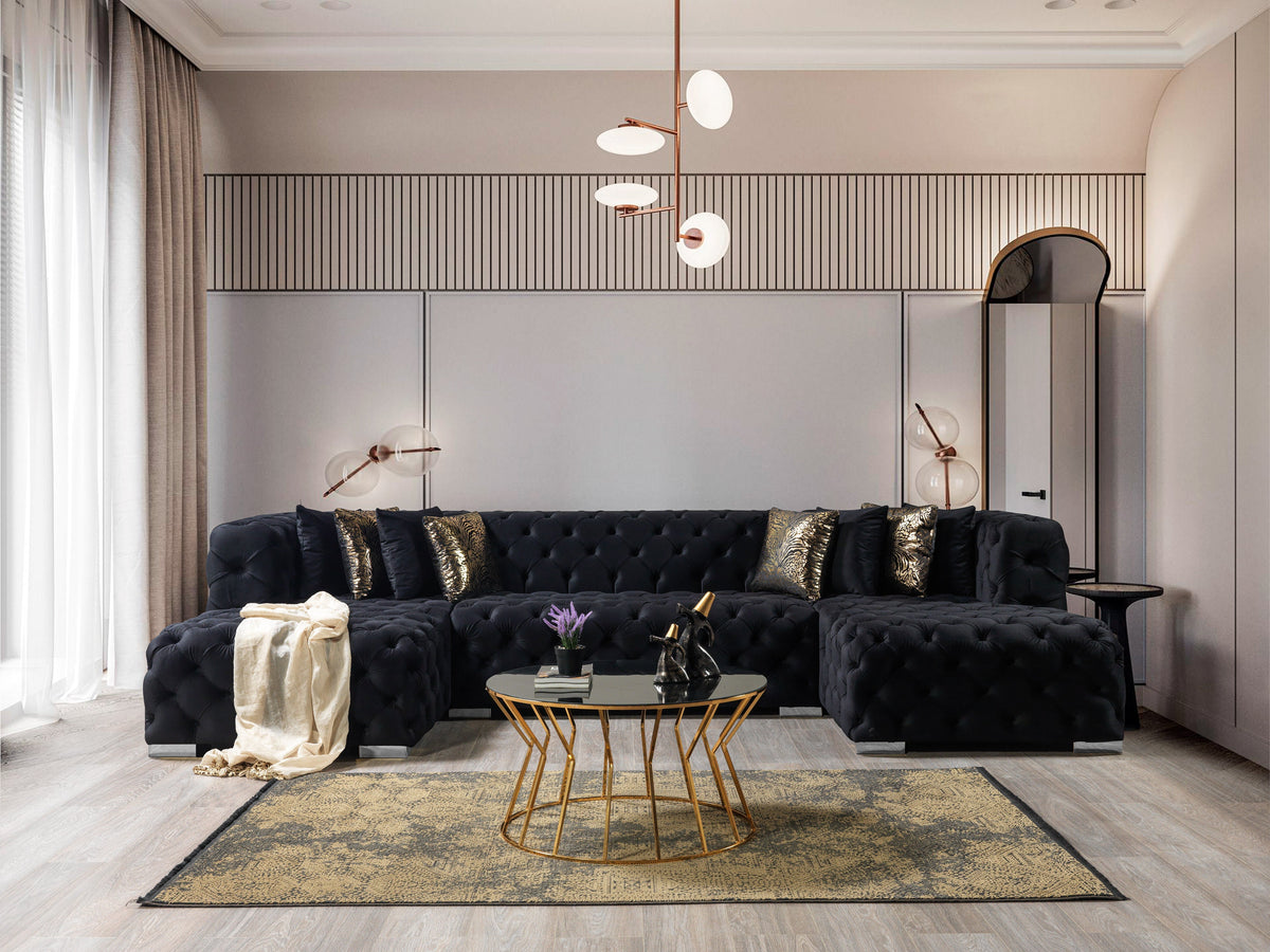 Majestic Onyx Velvet Double Chaise Sectional