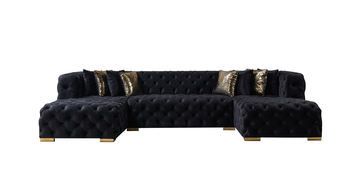Majestic Onyx Velvet Double Chaise Sectional
