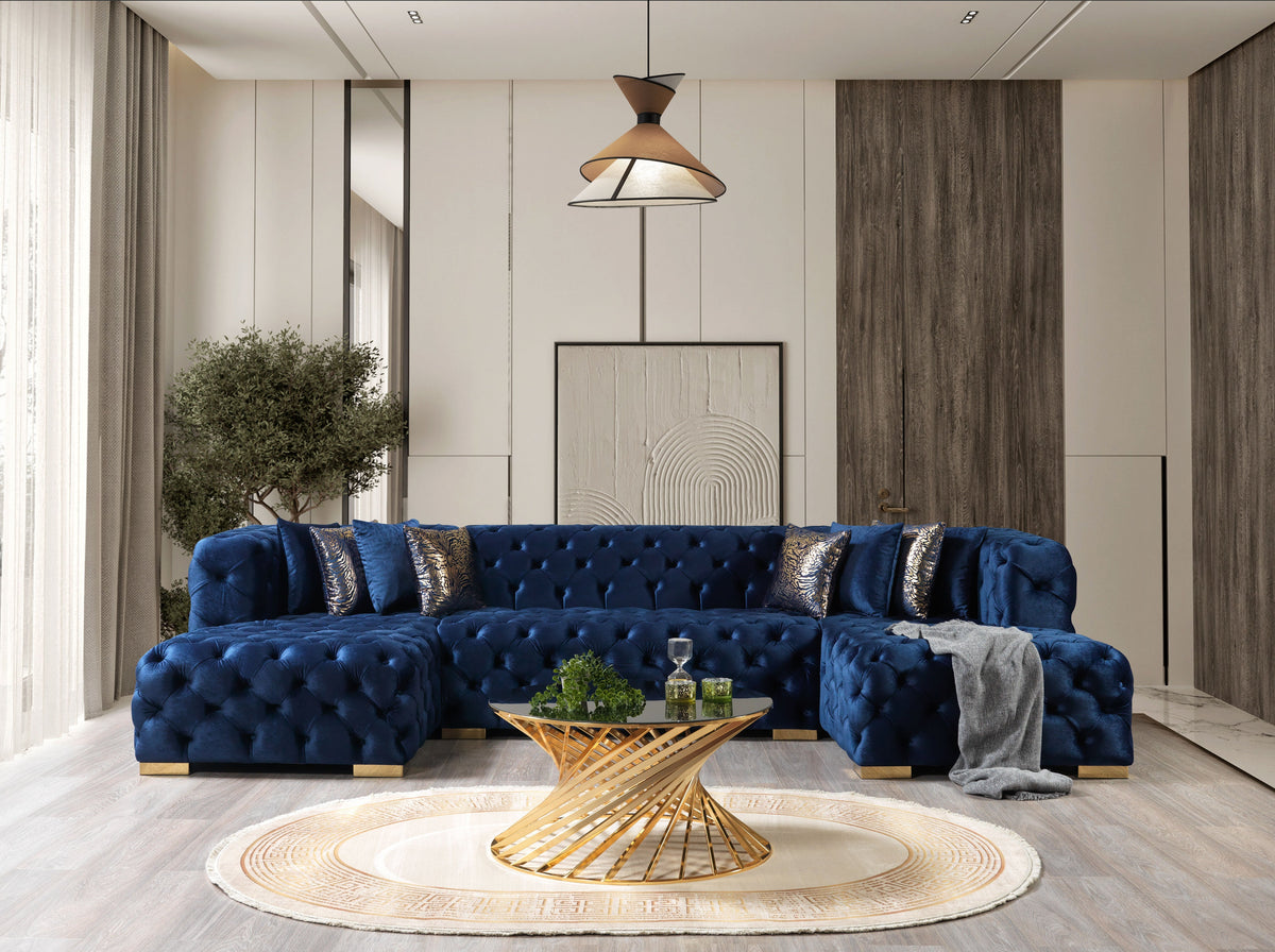 Majestic Midnight Velvet Double Chaise Sectional