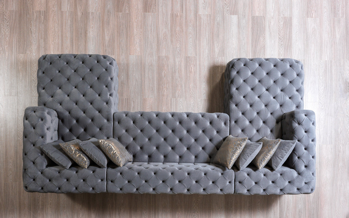 Majestic Sterling Velvet Double Chaise Sectional