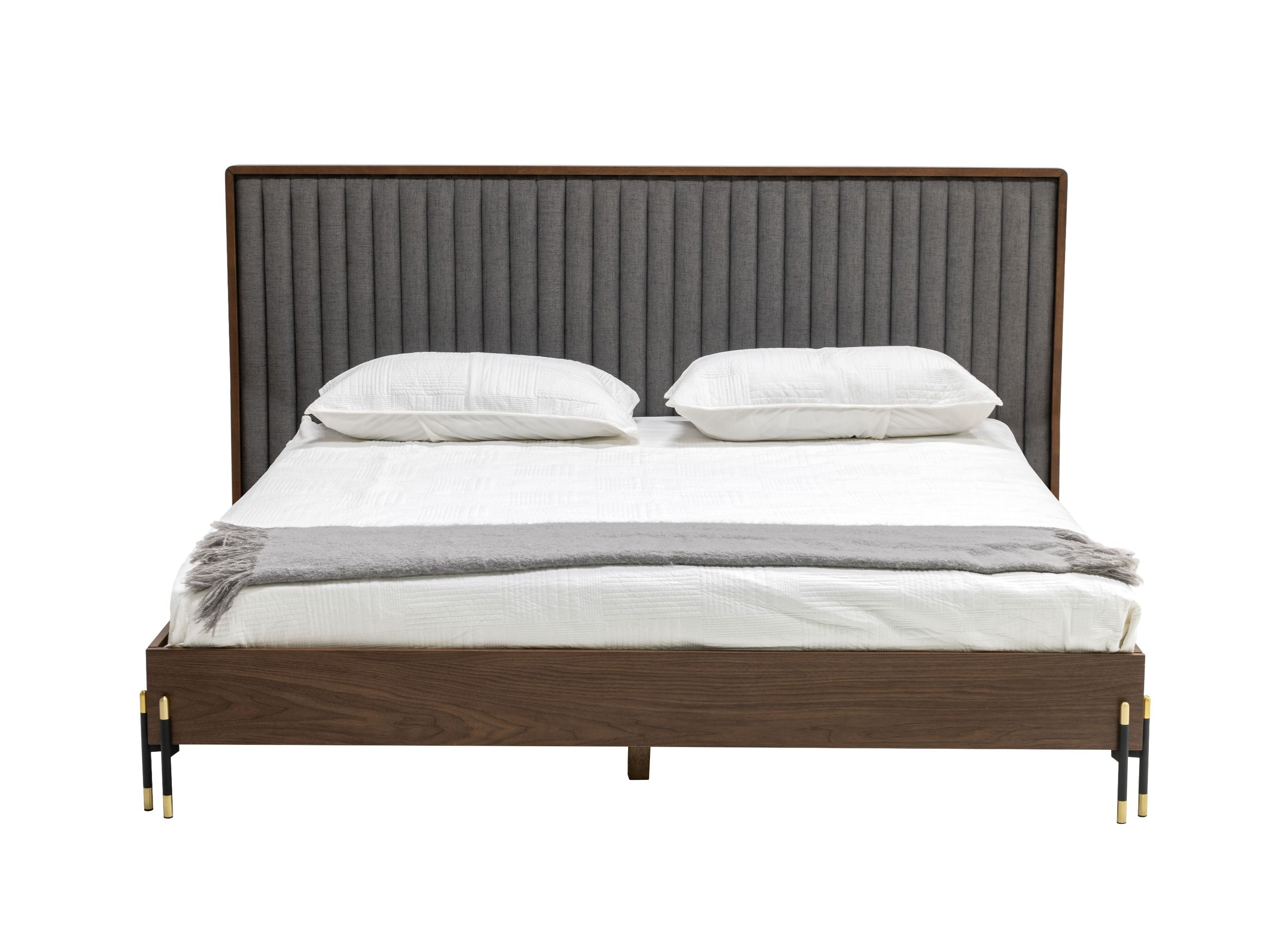 Nova Domus Metcalf - Mid-Century Walnut & Grey Bed