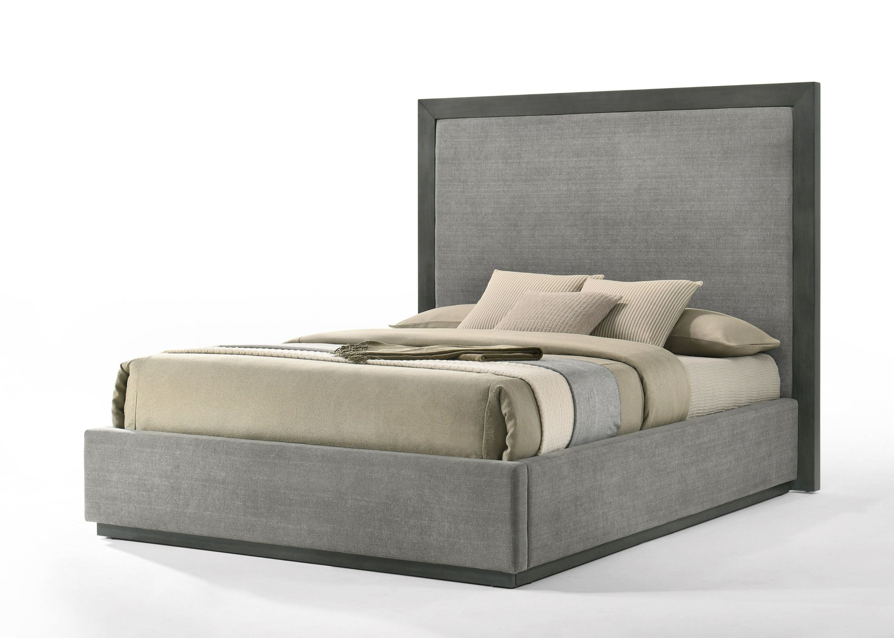 Nova Domus Santa Barbara - Modern Grey Fabric + Grey Wash Bed