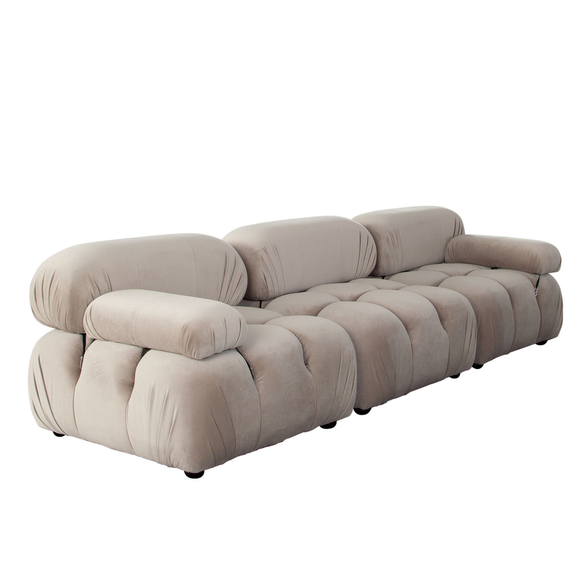 Paloma 3PC Modular 111 Inch Sofa in Mink Tan Velvet