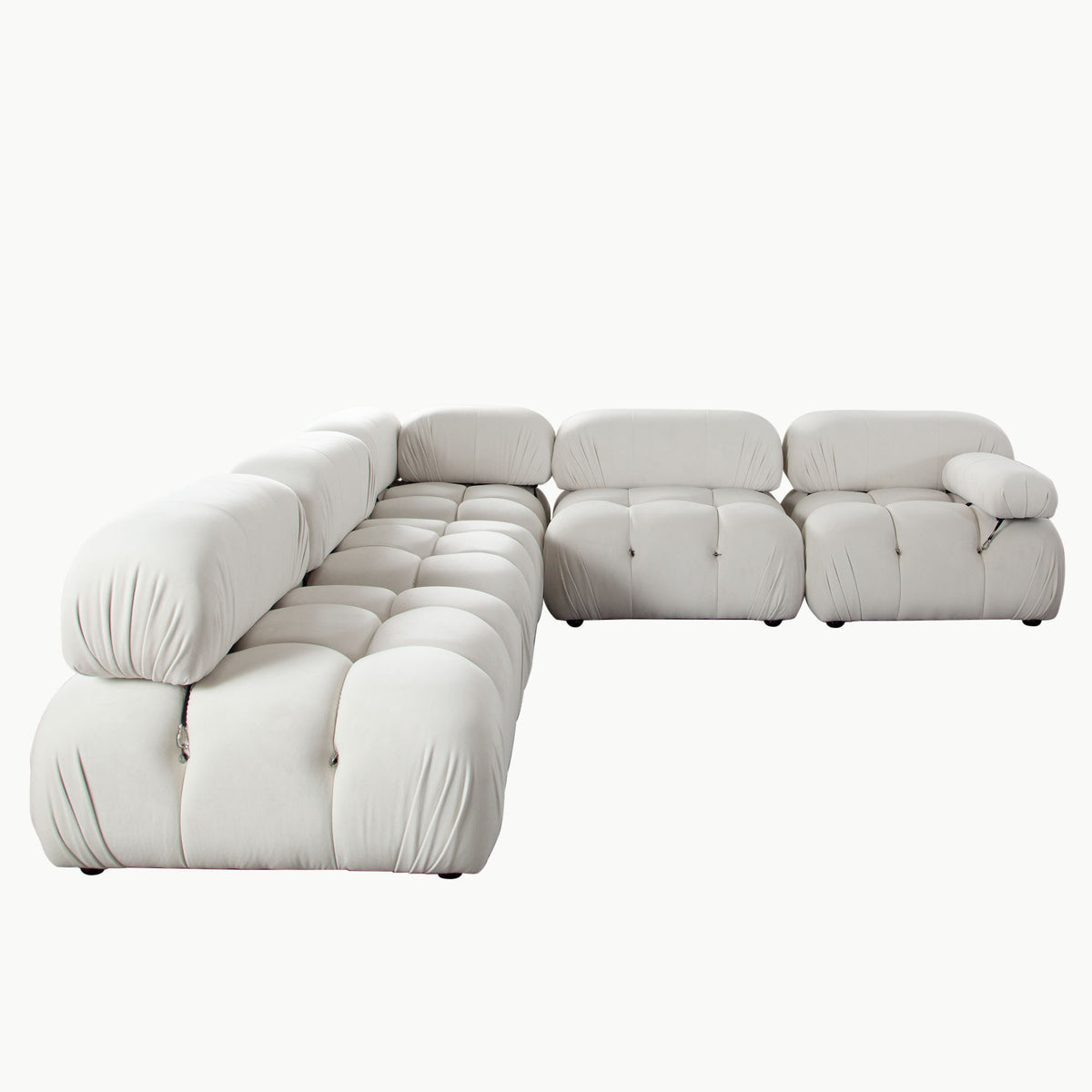 Paloma 5PC Modular 111 Inch Corner Sectional in Light Cream Velvet