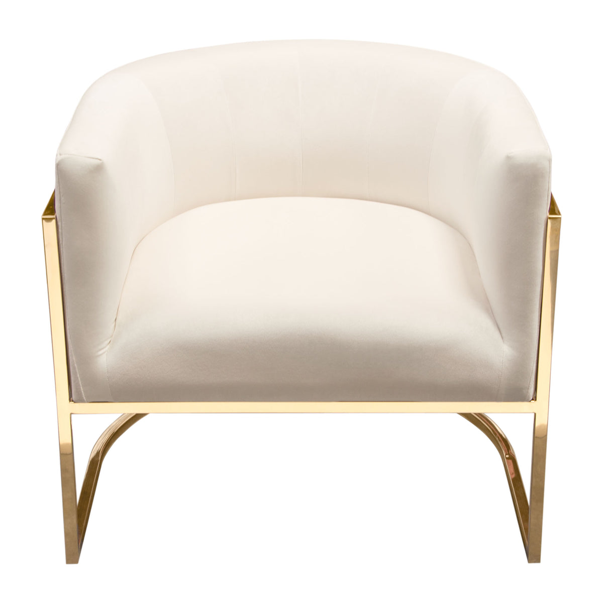 Pandora Accent Chair in Cream Velvet with Polished Gold Stainless Steel Frame