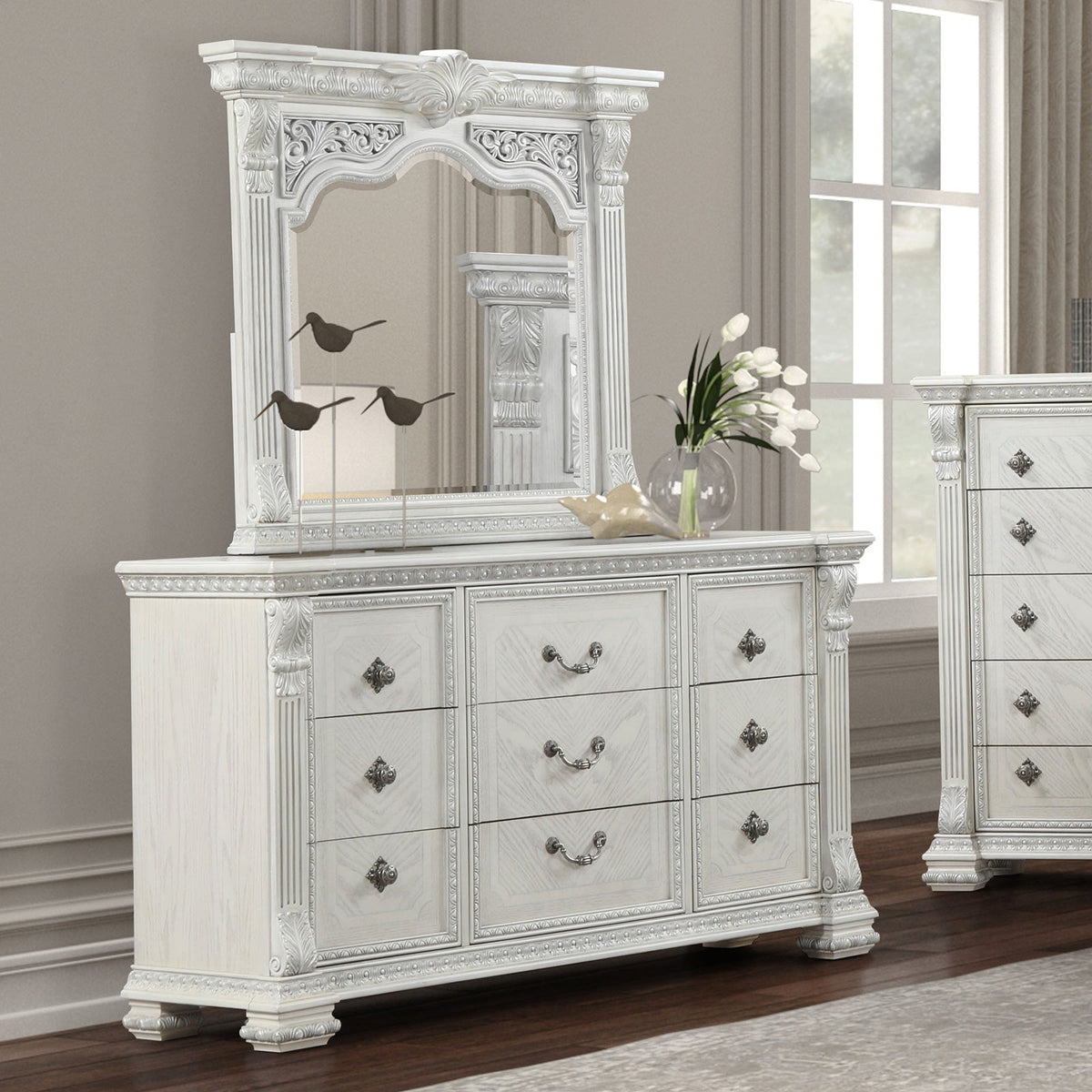 Promenade Wire Brushed White Traditional Bedroom Set