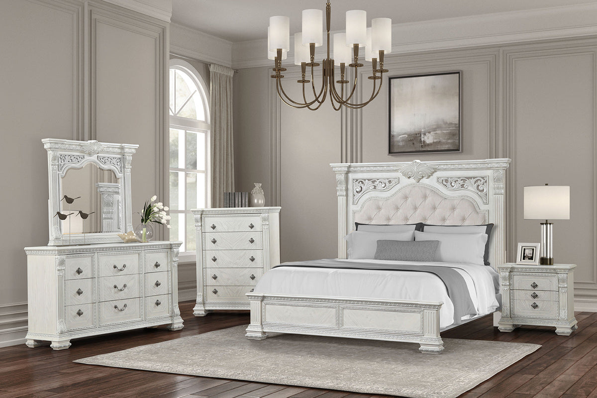 Promenade Wire Brushed White Traditional Bedroom Set