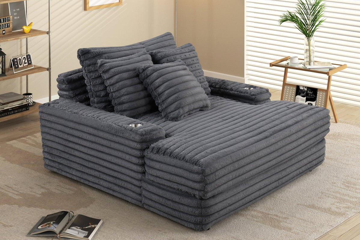 Puflo Charcoal Oversized Chaise