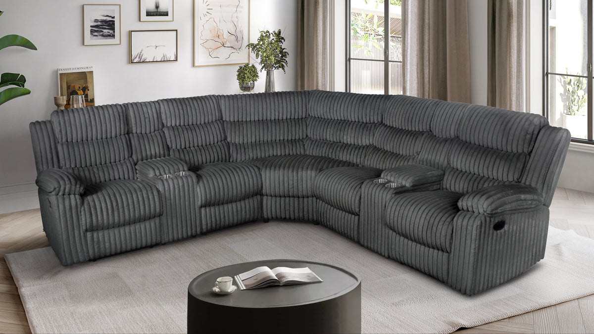 Calantha Grey Reclining Sectional