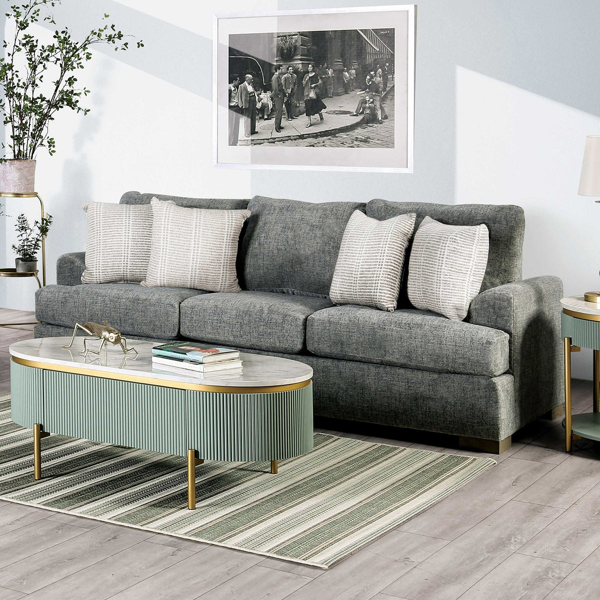 Leytonstone Gray Transitional Living Room Set