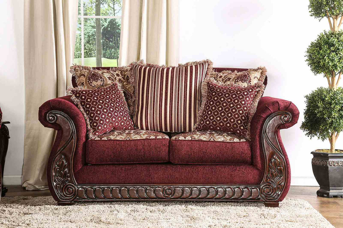 Tabitha Wine/Gold Traditional Living Room Set