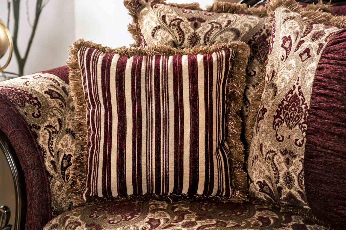 Matteo Burgundy/Brown Traditional Living Room Set