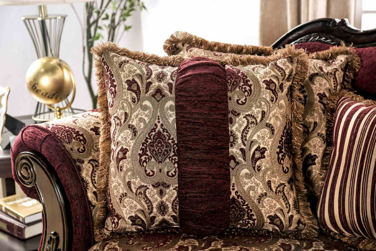 Matteo Burgundy/Brown Traditional Living Room Set