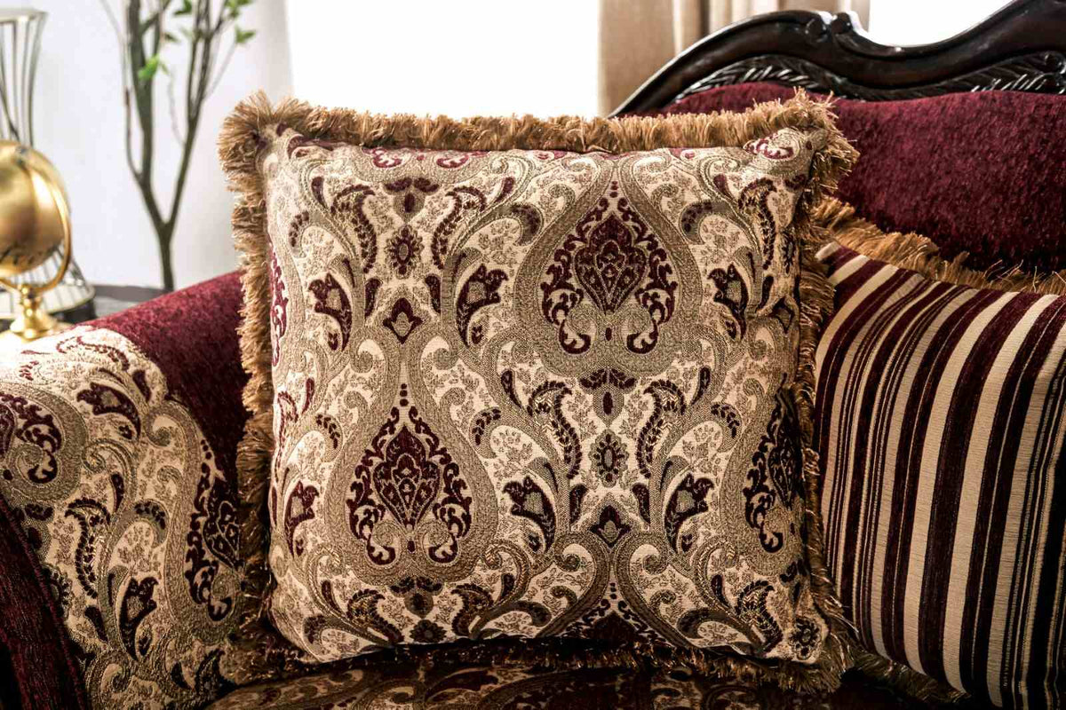 Matteo Burgundy/Brown Traditional Living Room Set