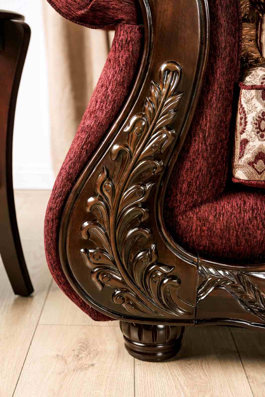 Matteo Burgundy/Brown Traditional Living Room Set
