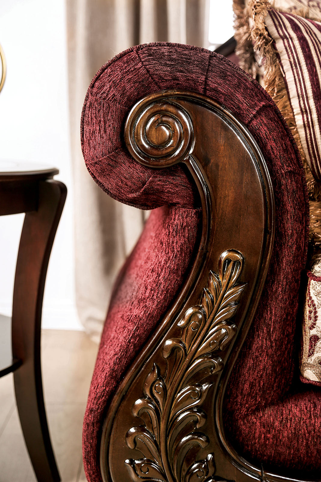 Matteo Burgundy/Brown Traditional Living Room Set