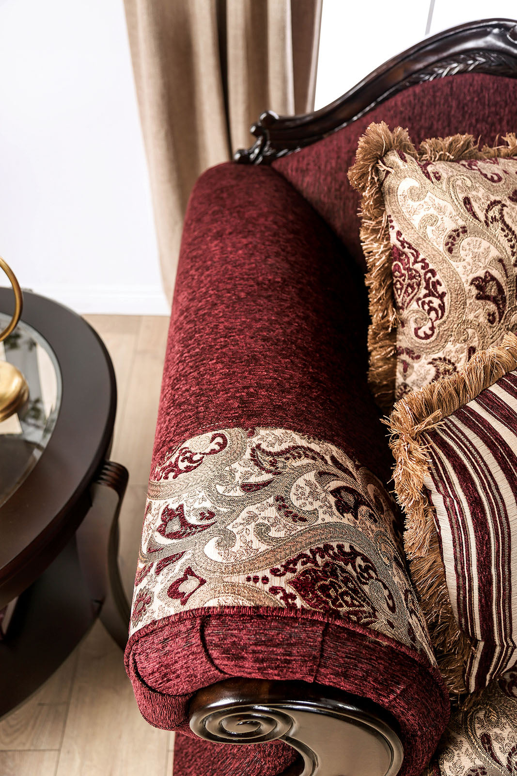 Matteo Burgundy/Brown Traditional Living Room Set