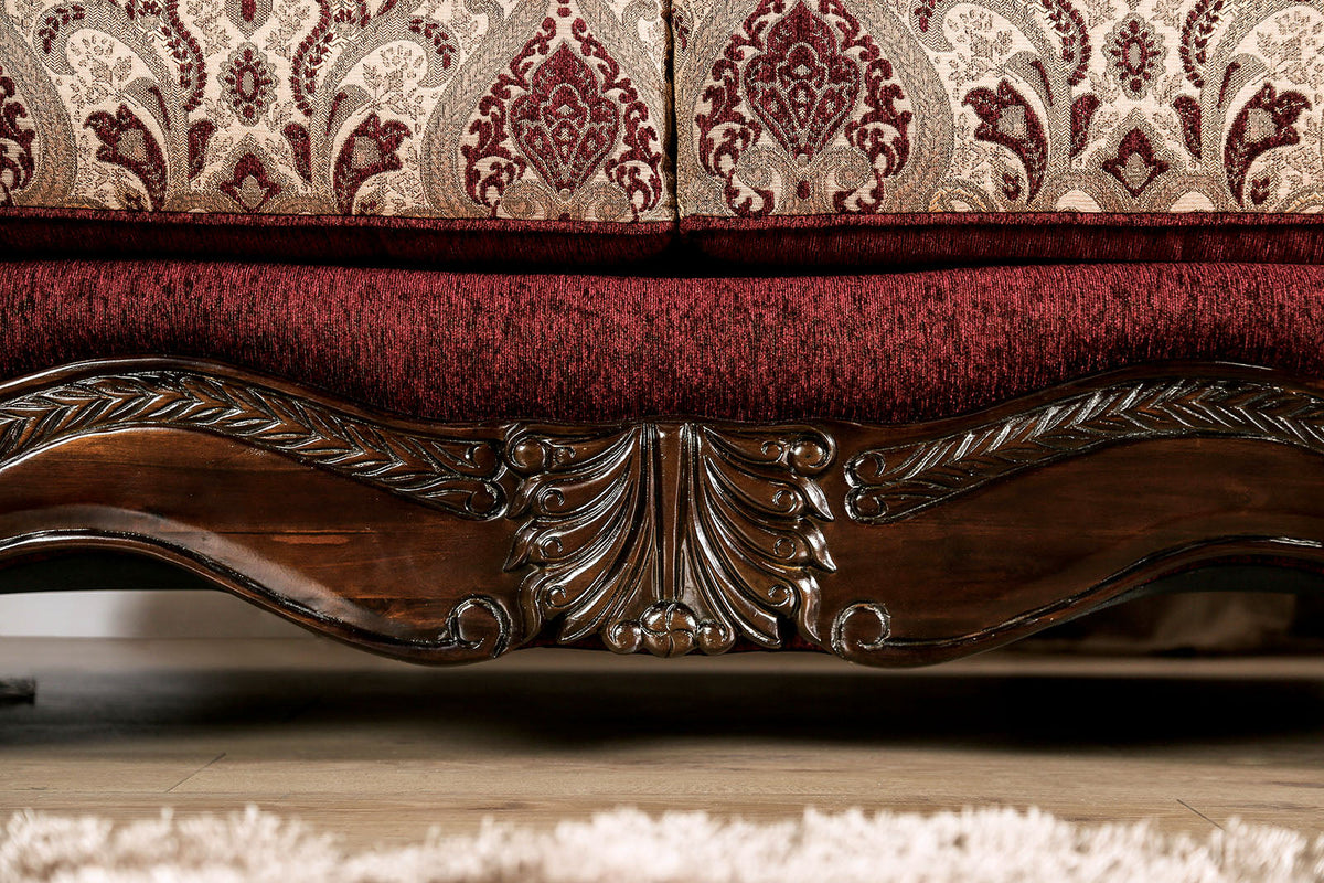 Matteo Burgundy/Brown Traditional Living Room Set
