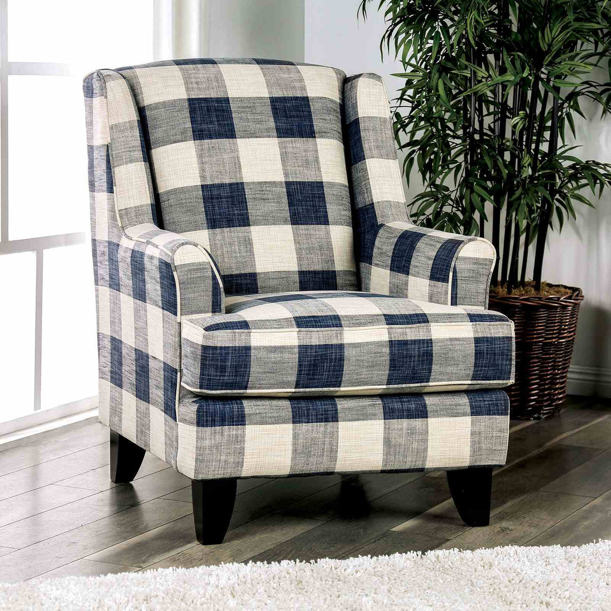 Nash Ivory/Navy Transitional Living Room Set
