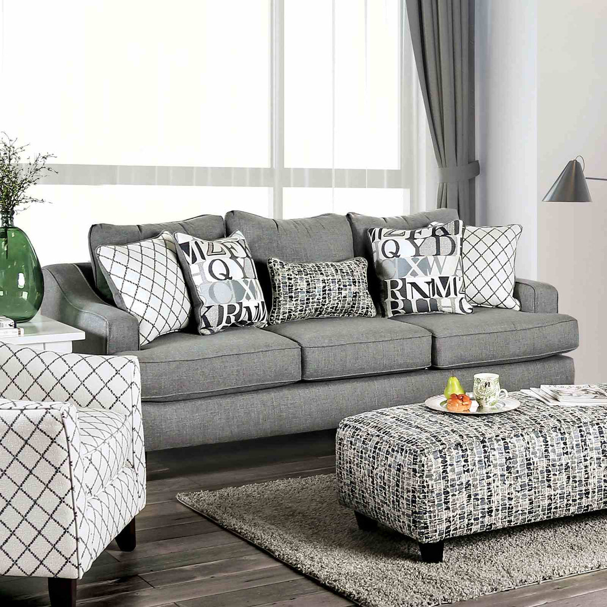 Verne Bluish Gray Transitional Living Room Set