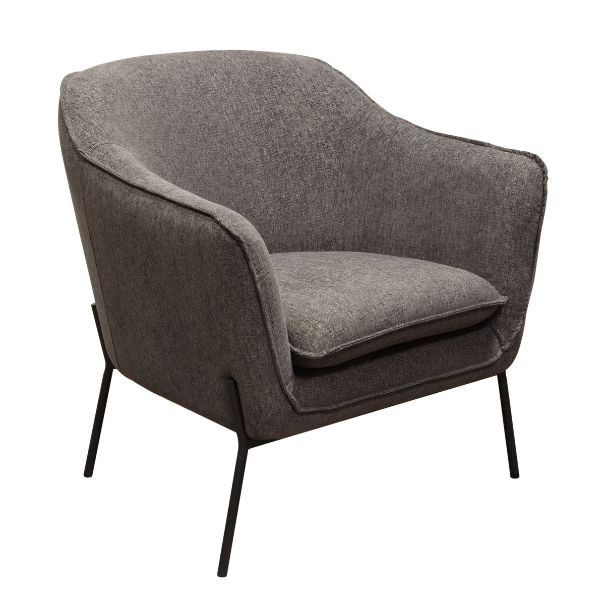 Status Accent Chair in Grey Fabric with Metal Leg