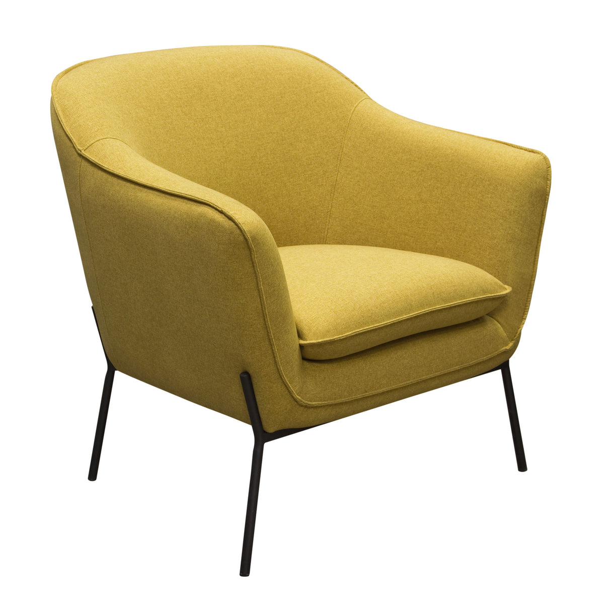 Status Accent Chair in Yellow Fabric with Metal Leg