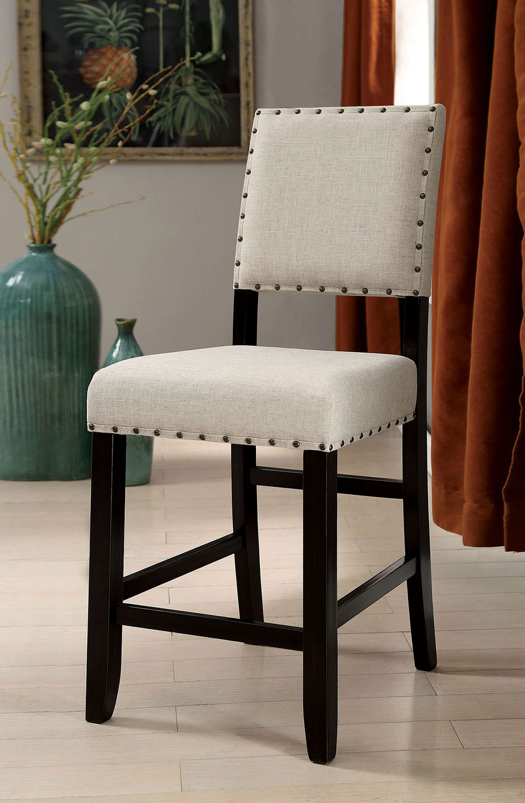 Sania Antique Black/Beige Counter Height Chair