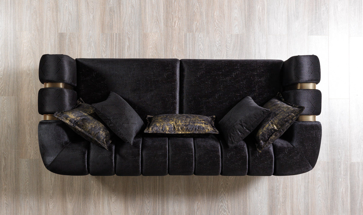 Santana Black Velvet Sofa