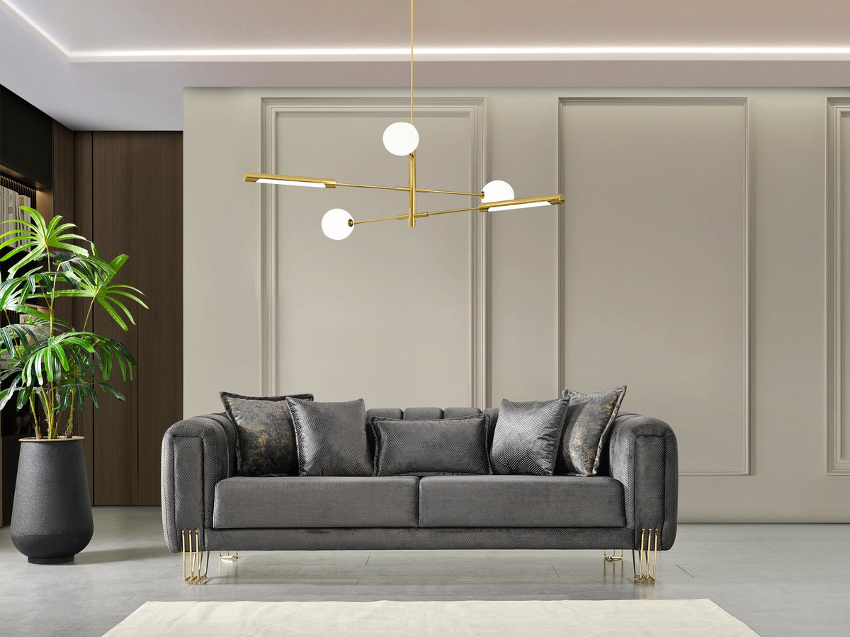 Santana Smoke Velvet Living Room Set