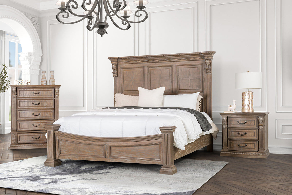 Seven Oaks Weathered Oak Transitional Bedroom Set