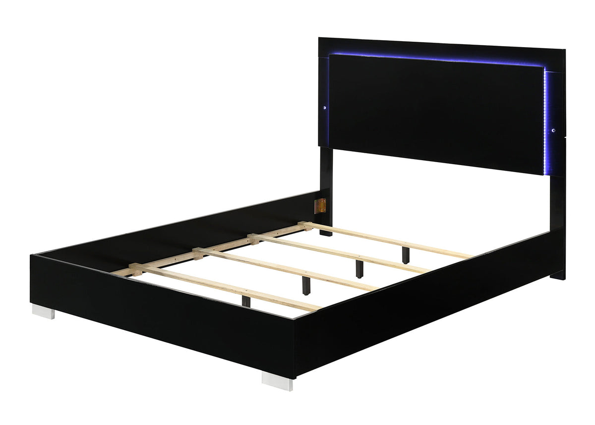 Sinistra Piano Black King Bed