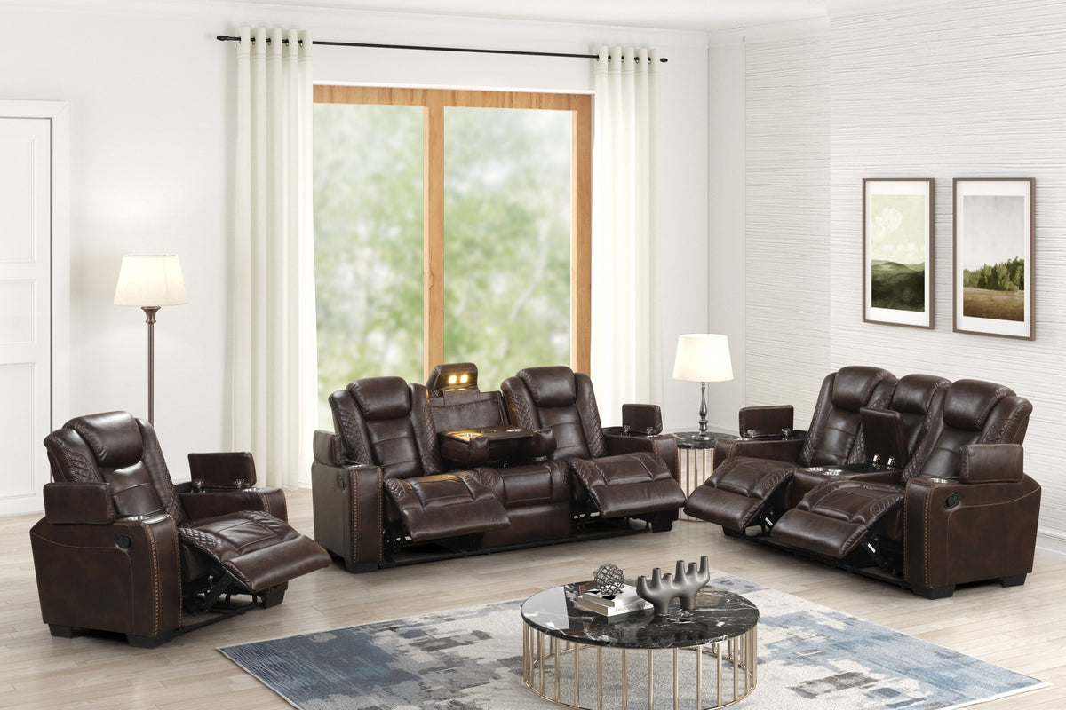 Stefano Chocolate 3-Piece Reclining Living Room Set