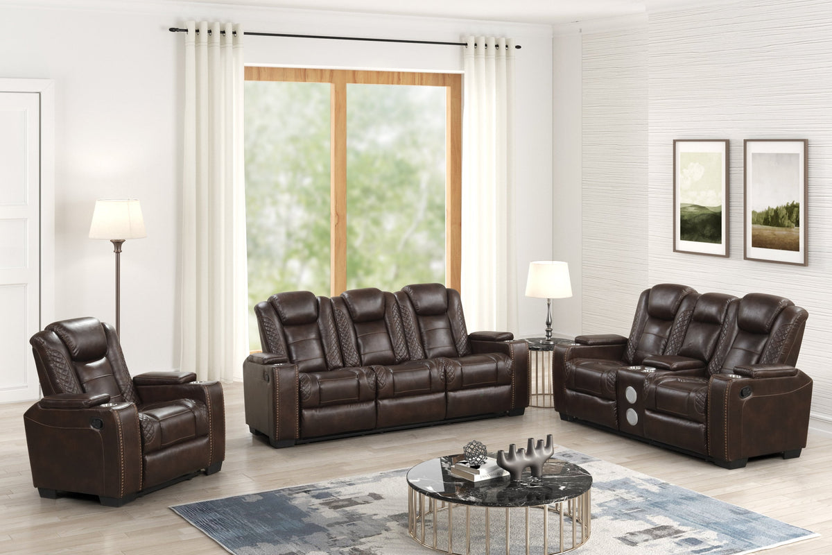 Stefano Chocolate 3-Piece Reclining Living Room Set