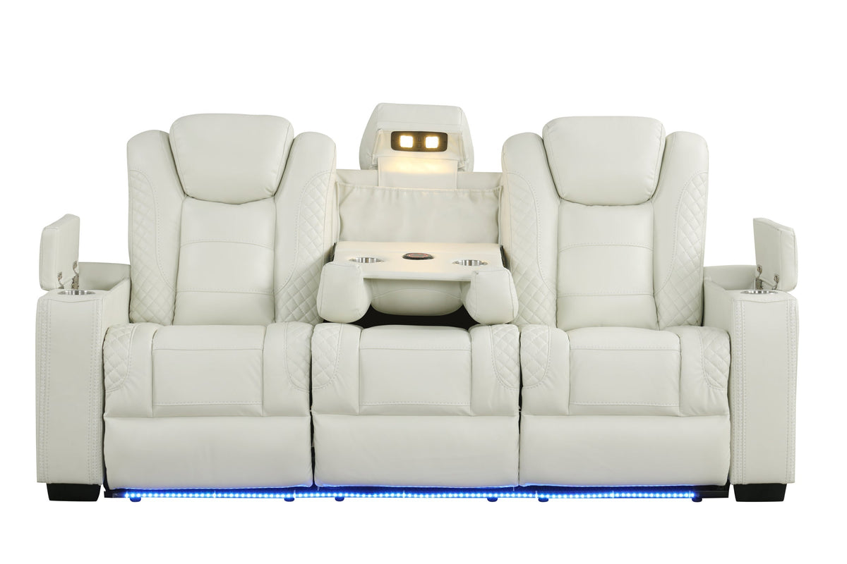 Stefano White 3-Piece Reclining Living Room Set