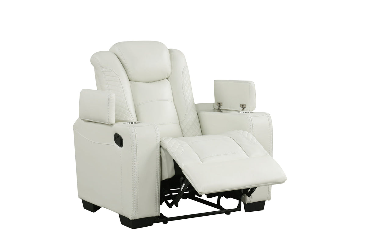 Stefano White 3-Piece Reclining Living Room Set