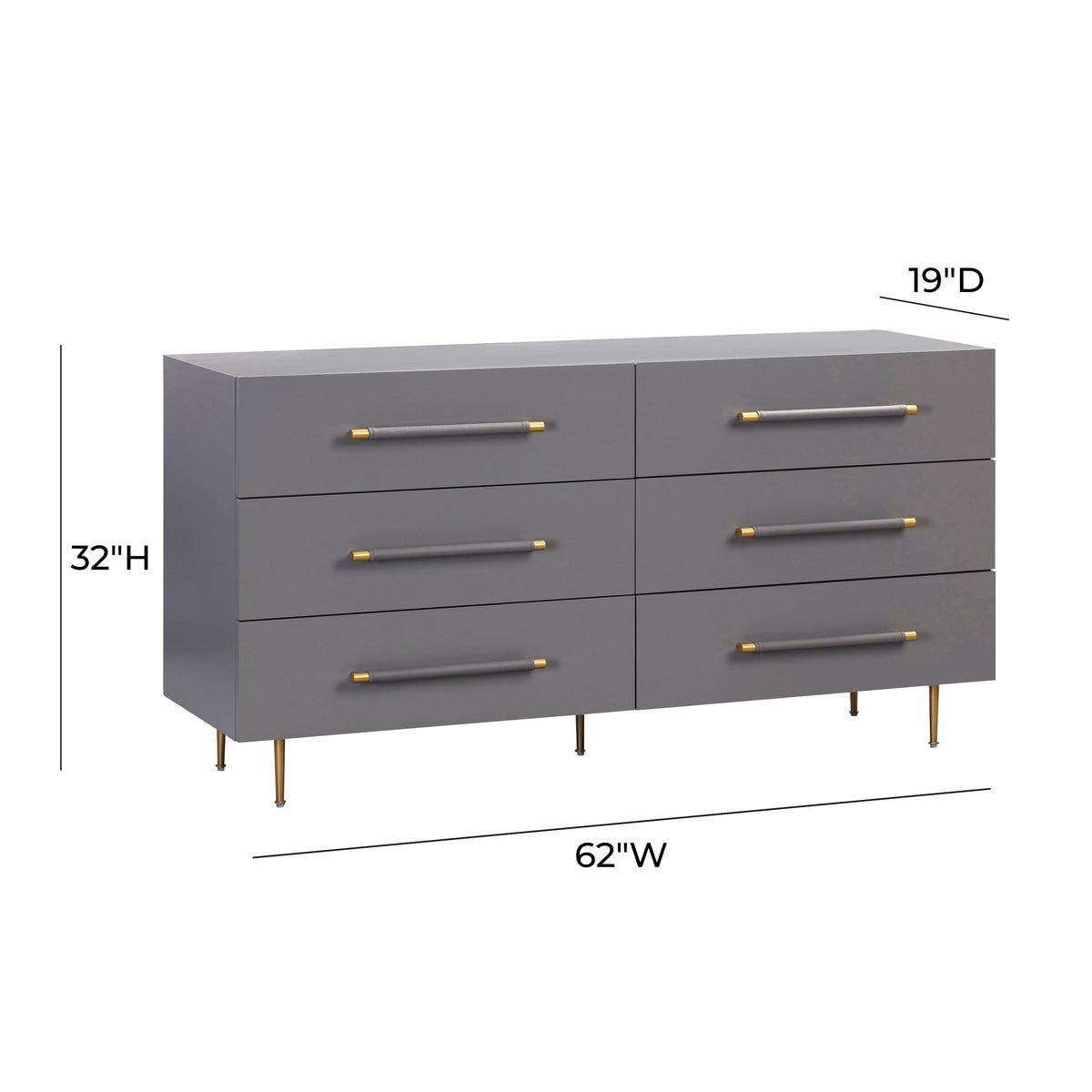 Trident Grey 6 Drawer Dresser