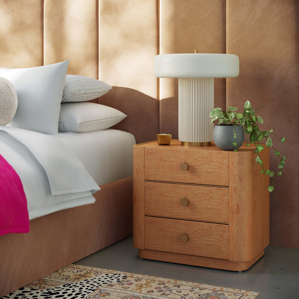 Abigail Natural Birdseye Maple Nightstand - UK