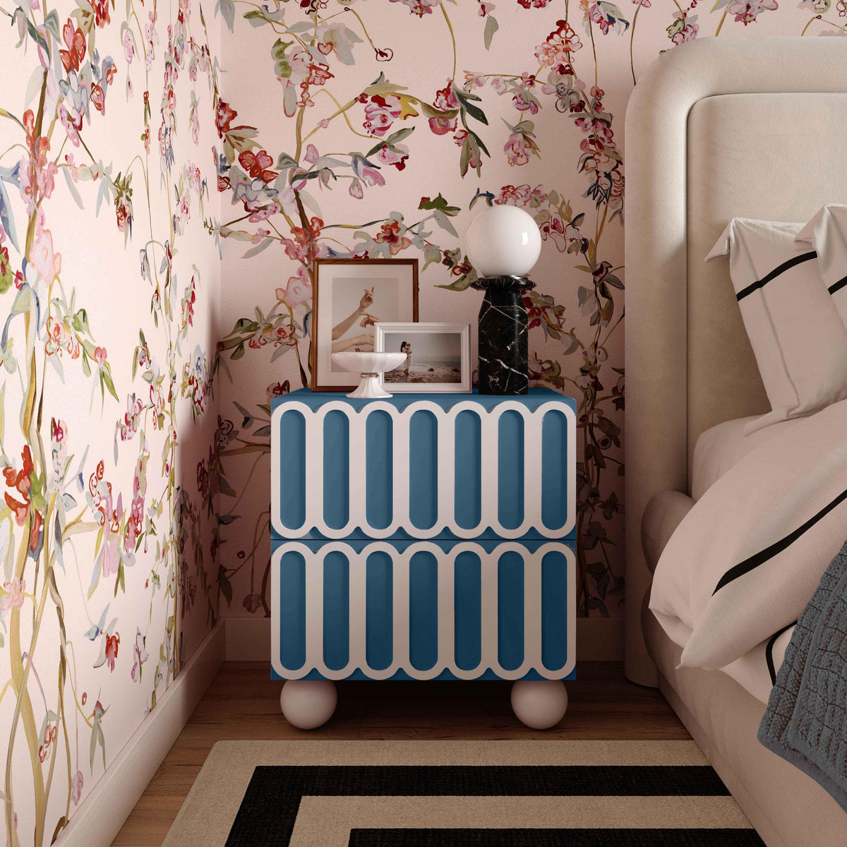 Tori Motif Blue Nightstand