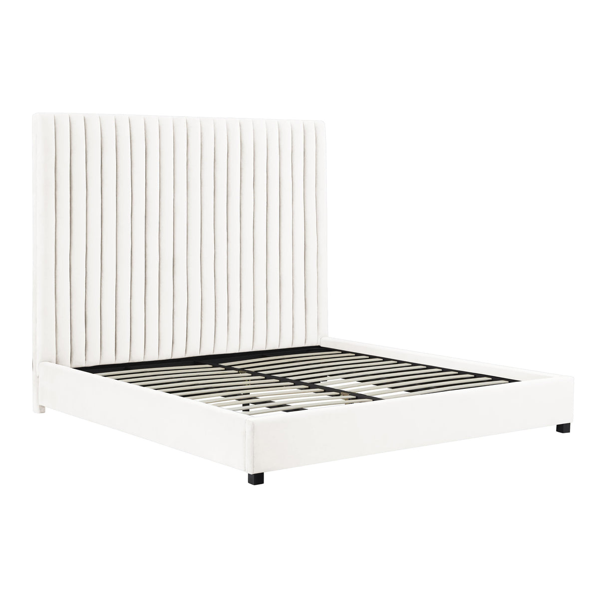 Arabelle White Velvet Bed in UK Super King