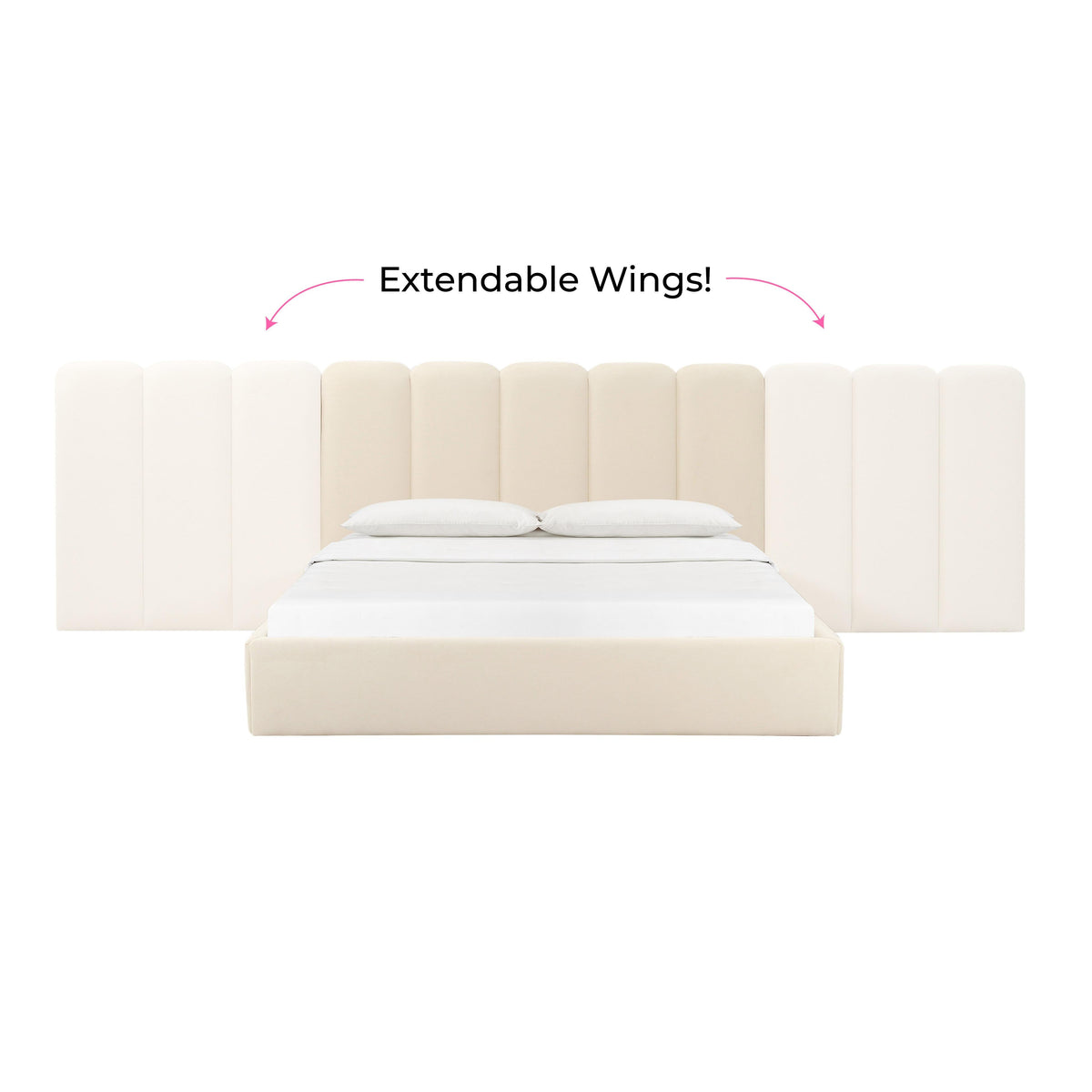 Palani Cream Velvet Queen Bed