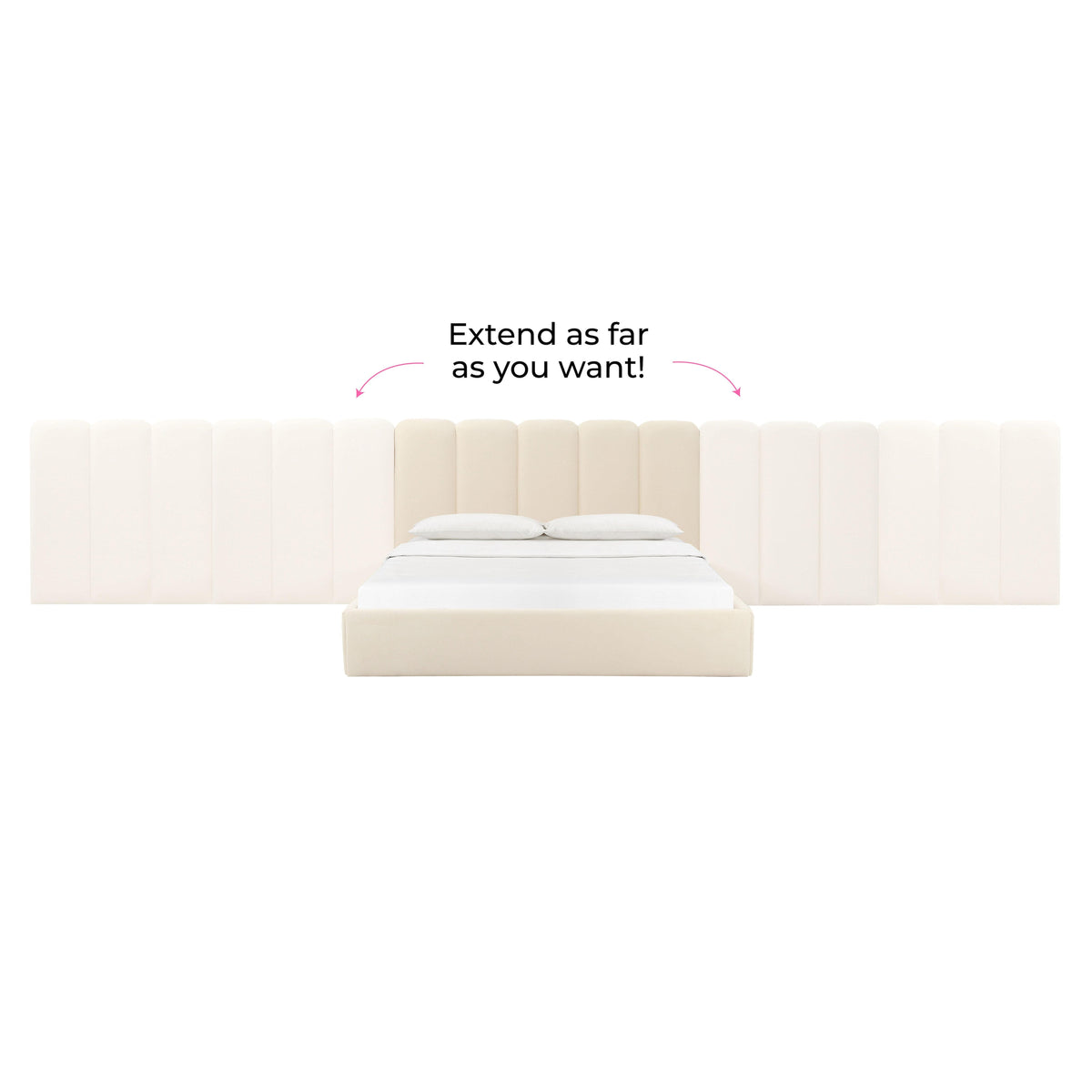 Palani Cream Velvet Queen Bed