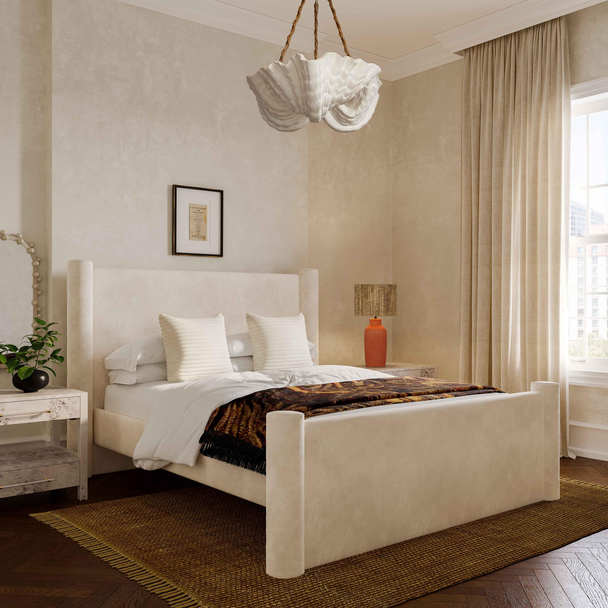 Athara Cream Velvet UK King Bed