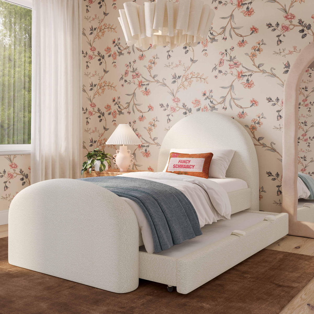 Moon Cream Boucle Twin Bed