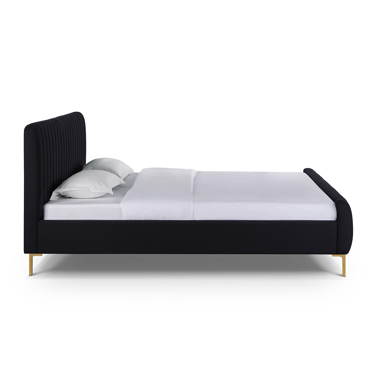 Angela Black Upcycled Linen King Bed