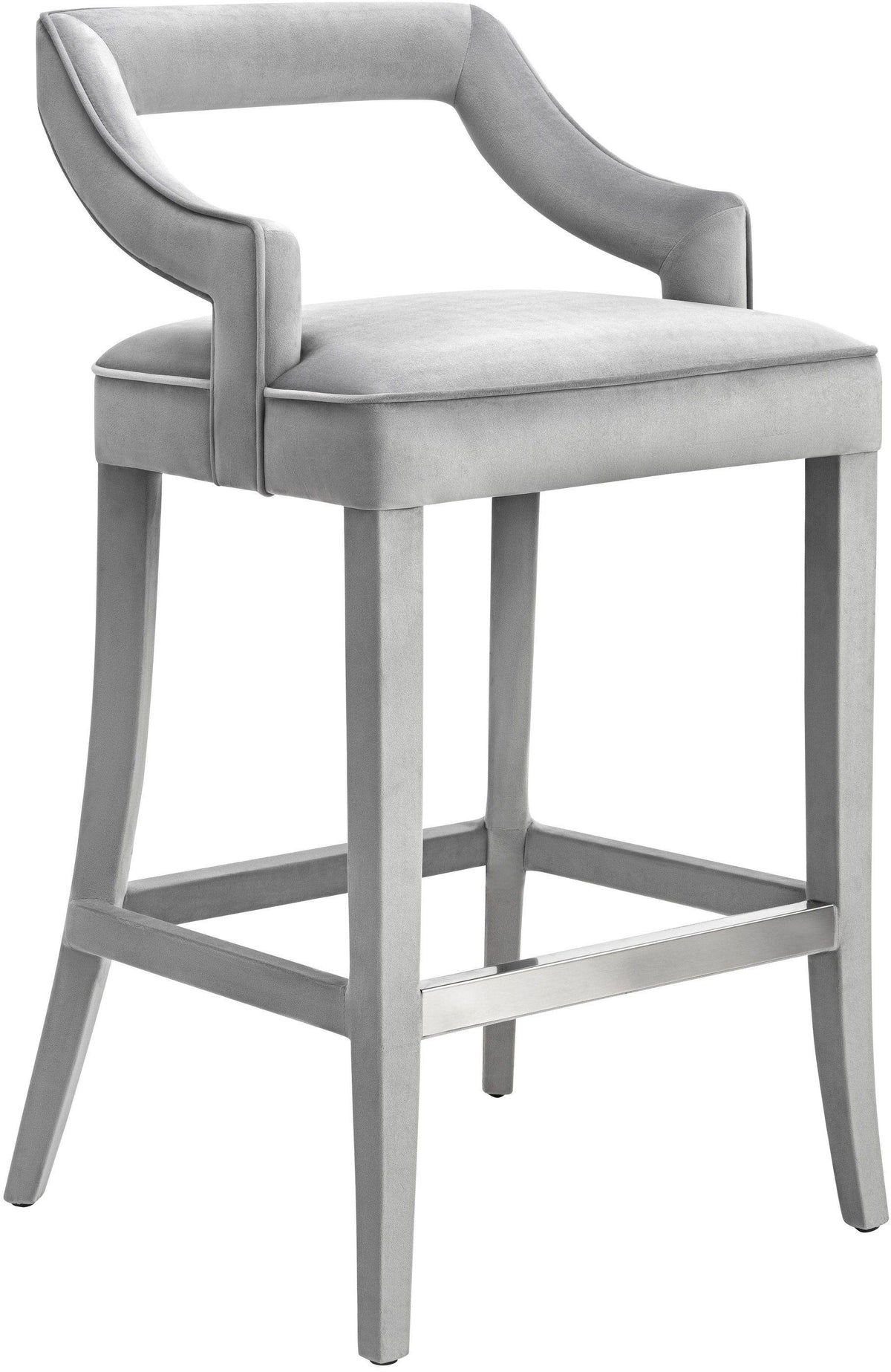 Tiffany Grey Velvet Counter Stool - UK