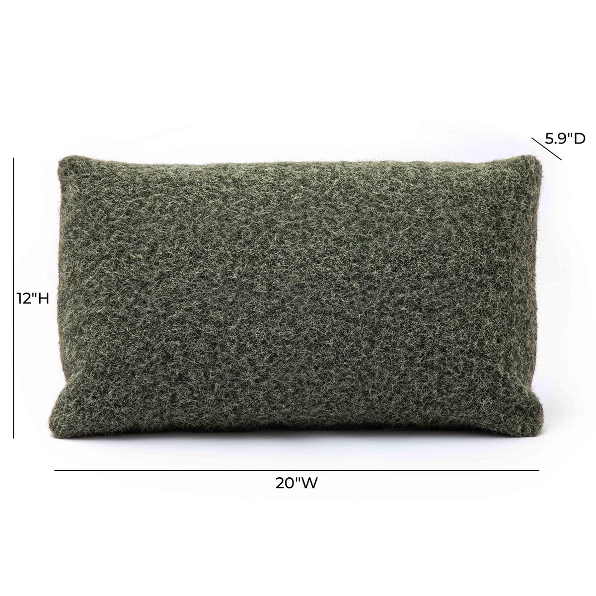 Malolo Green Long Mohair 20 x 12 inch Rectangular Vegan-Down Pillow