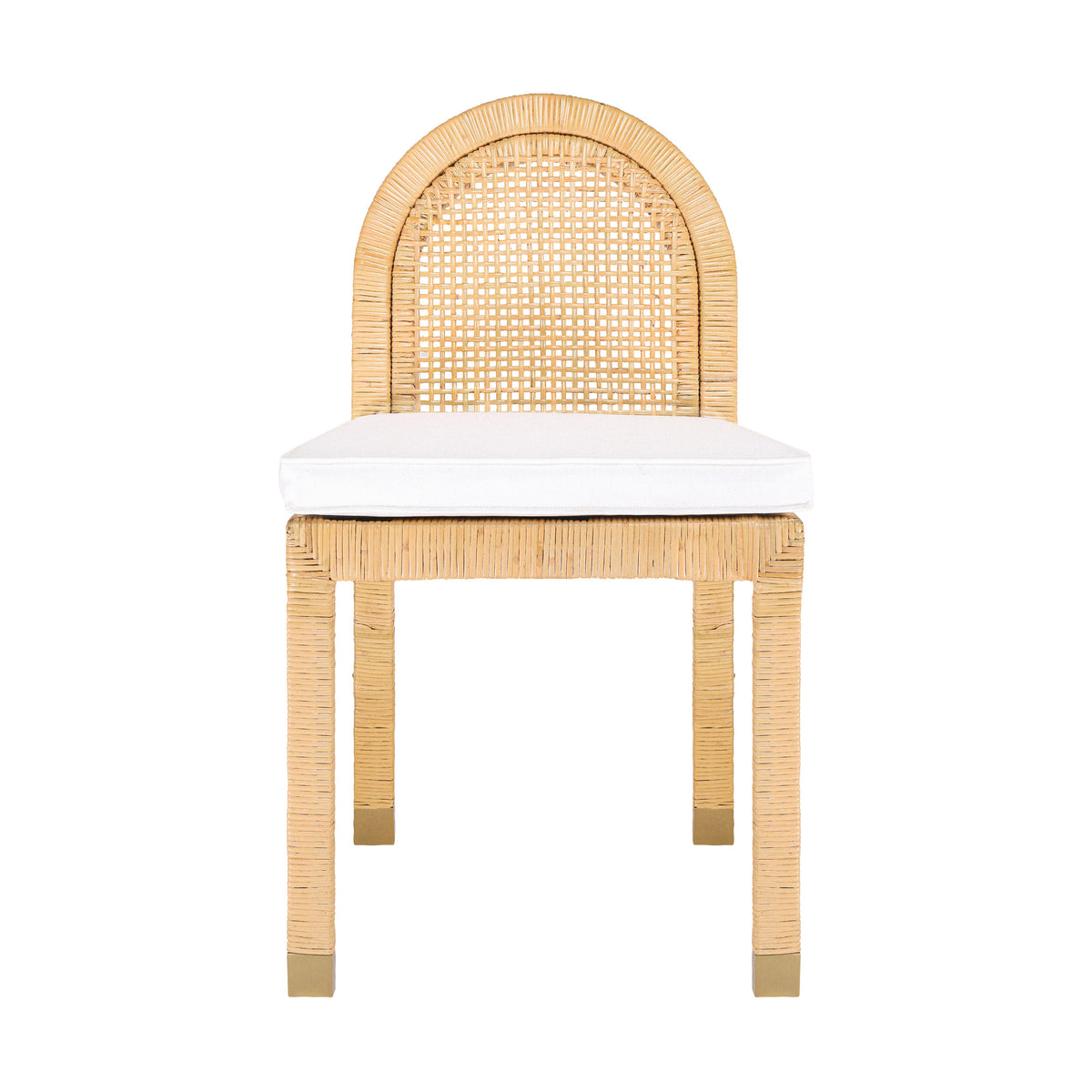 Amara Natural Rattan and Performance Fabric Arched Back Dining Chair