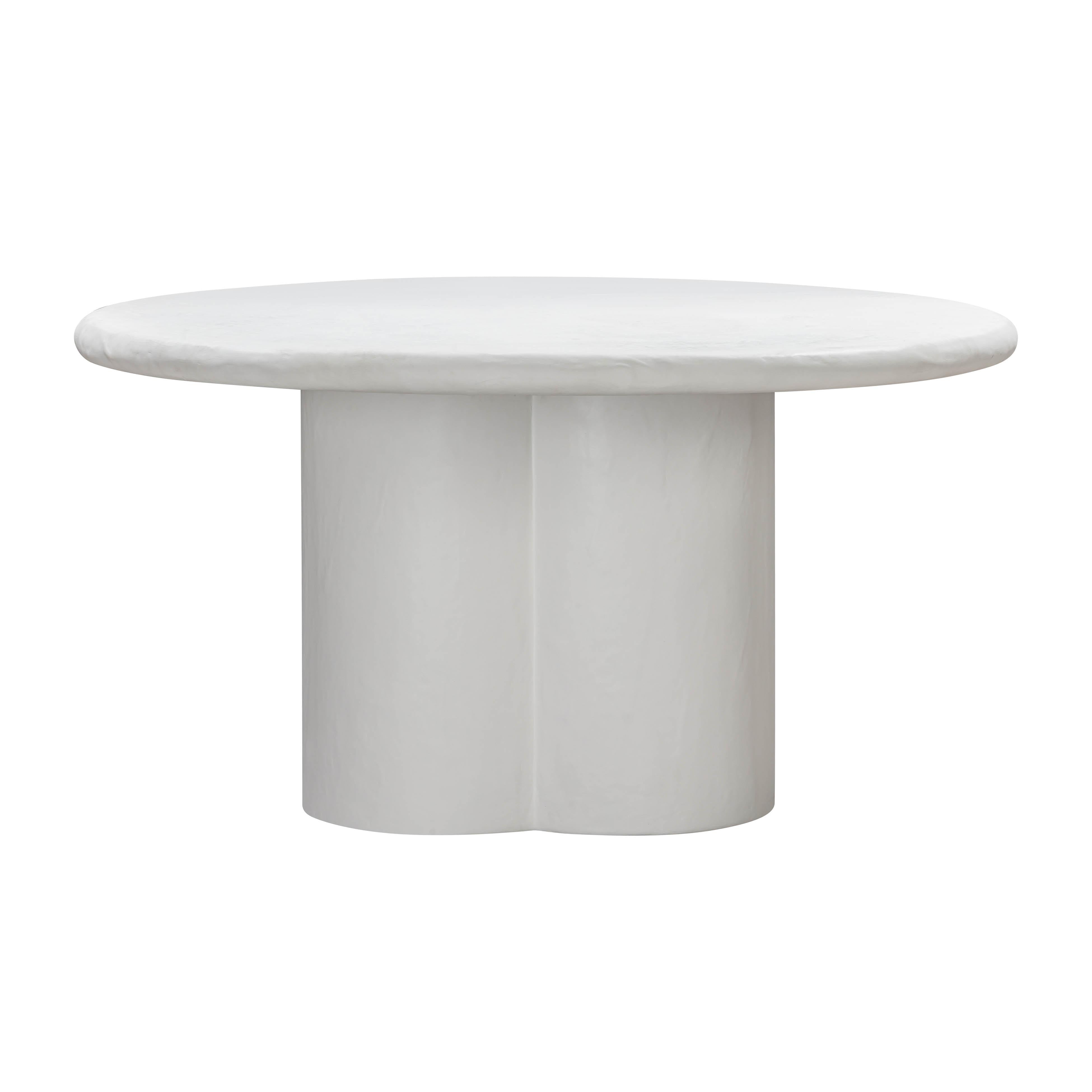 Elika White Faux Plaster Round Dining Table - UK